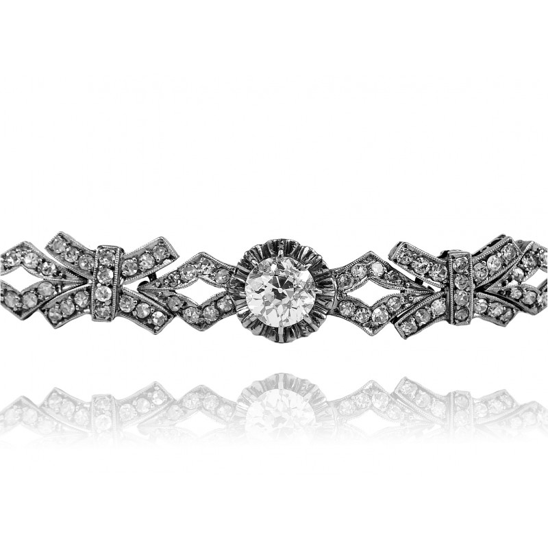 204. Platynowa bransoletka z diamentami w stylu Art Deco