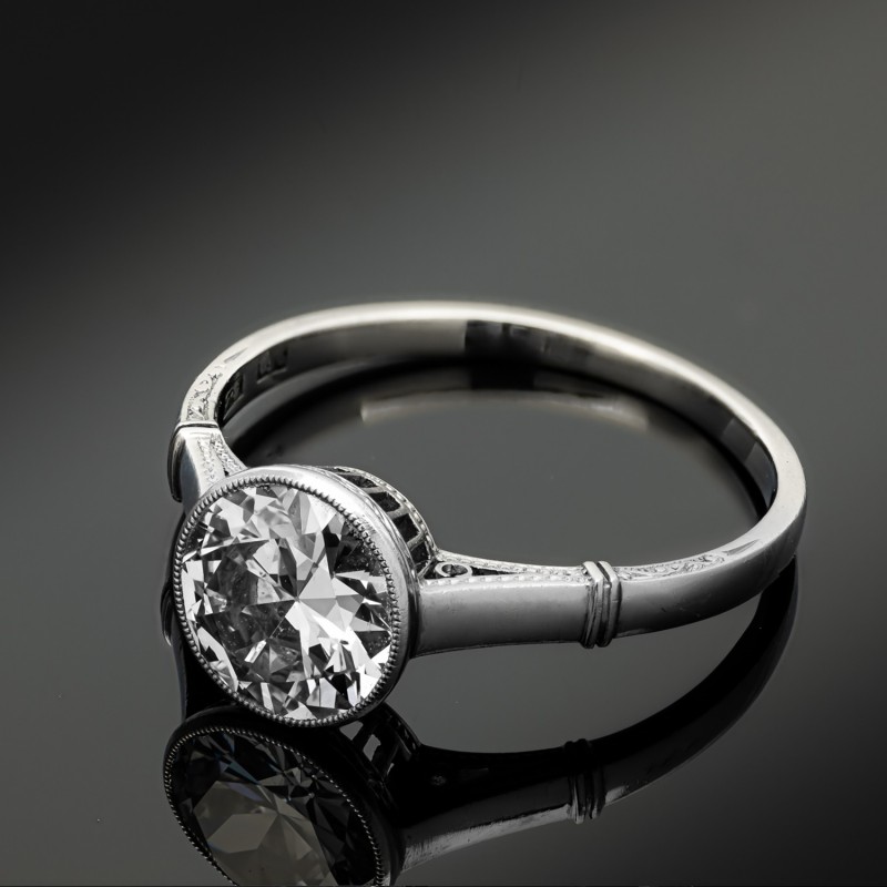 Dawny platynowy pierścionek z diamentem ok. 1.50ct, Stary Wiedeń