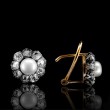 Dawne kolczyki z diamentami ~1.60ct i perłami